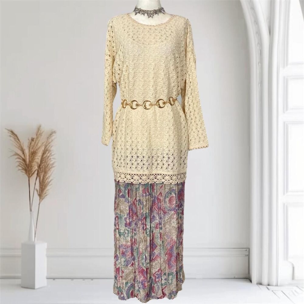 Vintage 1980s Made in USA Ethereal Fairy Grunge Layered 2 Piece Dress Set M